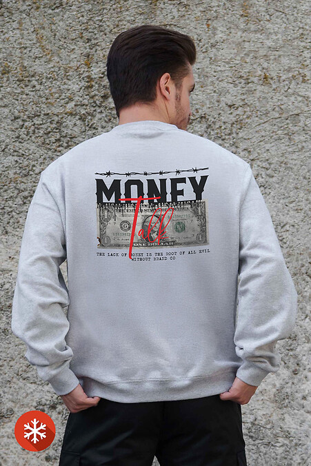 Isoliertes Fleece-Sweatshirt in Übergröße für Herren mit Talk Gray Aufdruck - #8055768