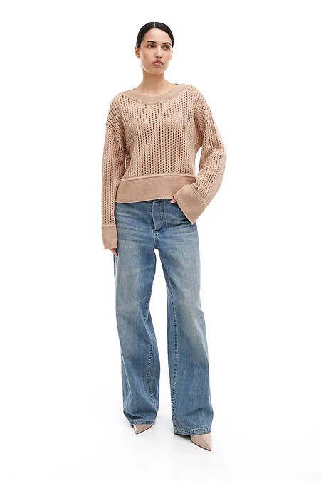 Durchscheinender Strickpullover für Damen in Beige - #4038770