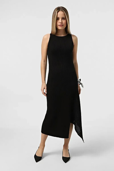 Knitted women's sleeveless dress in black - #4038772