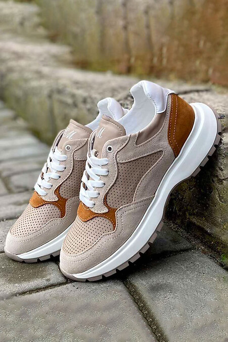 Women's spring-autumn leather sneakers - #8019775