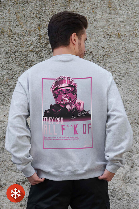 Herren Sweatshirt aus Fleece in Übergröße mit Verstappen Aufdruck Grau - #8055776