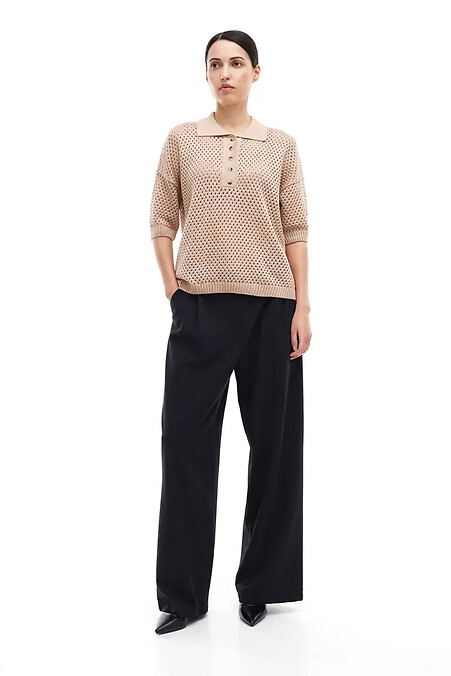 Damen Strickpullover mit Kragen, Beige - #4038778