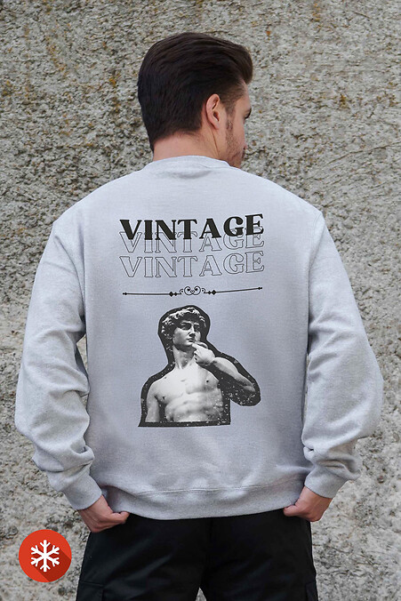 Herren Sweatshirt aus isoliertem Fleece in Übergröße mit Aufdruck Vintage Grau - #8055778