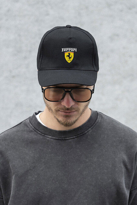 Men's Baseball Cap Trucker Cap With Ferrari Print Black - #8049783