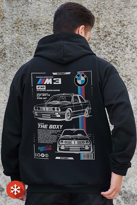 Herren-Kapuzenpullover mit isoliertem Reißverschluss und Fleece-Reißverschluss mit BMW Kane-Aufdruck in Schwarz - #8055786