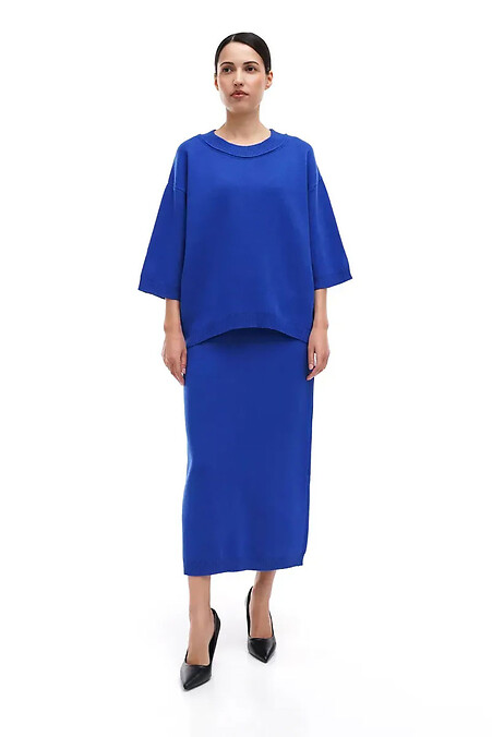 Knitted women's suit in blue. Suits. Color: blue. #4038790