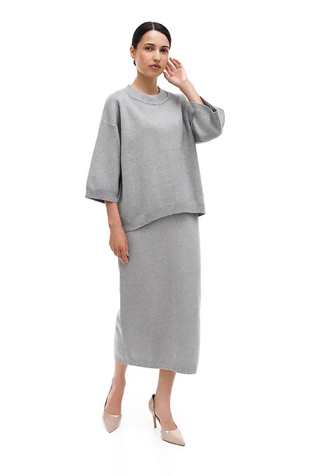 Knitted women's suit in light gray - #4038791