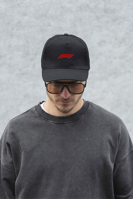 Men's Trucker Baseball Cap With F1 Print Red Black - #8049791