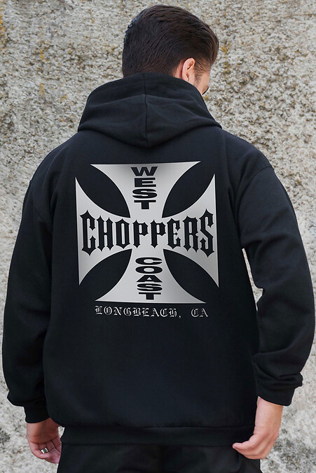 Herren Kapuzenpullover mit isoliertem Reißverschluss auf Fleece mit Choppers Kane Aufdruck Schwarz. Sweatshirts, Sweatshirts. Farbe: das schwarze. #8055794