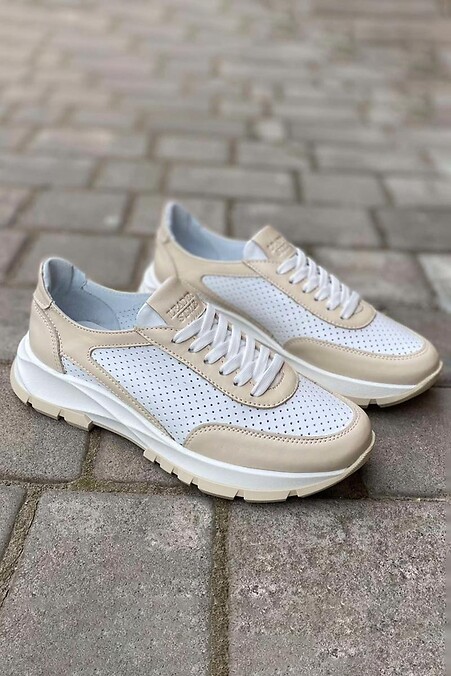 Damen-Sommersneaker aus Leder. Turnschuhe. Farbe: beige. #8019797