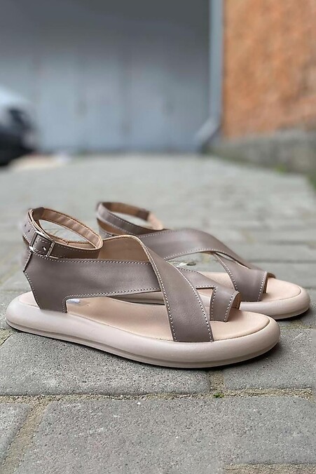 Women's summer leather sandals - #8019799