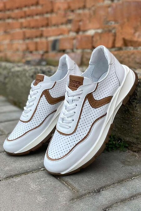 Women's leather summer sneakers. Sneakers. Color: white. #8019801
