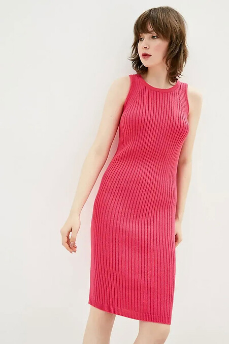 Gestricktes ärmelloses Damenkleid in Himbeerfarbe - #4038806