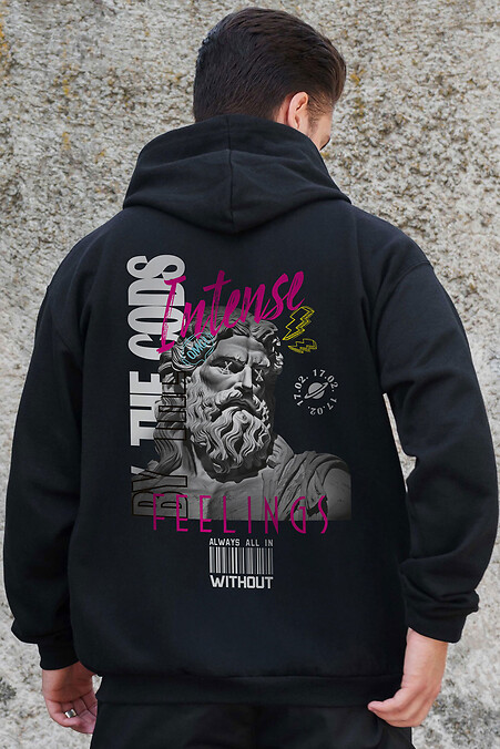 Herren Kapuzenpullover mit isoliertem Reißverschluss und Fleece-Reißverschluss mit aufgedruckten Gefühlen Kane Schwarz - #8055810