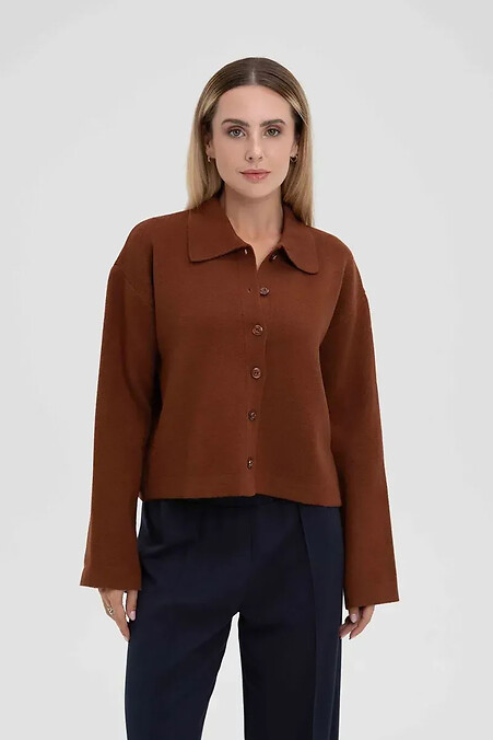 Women's knitted cardigan in brown color - #4038811
