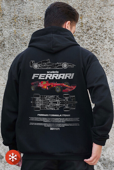 Herren Kapuzenpullover mit isoliertem Reißverschluss, Fleece-Reißverschluss und Ferrari-Aufdruck Kane Schwarz - #8055812