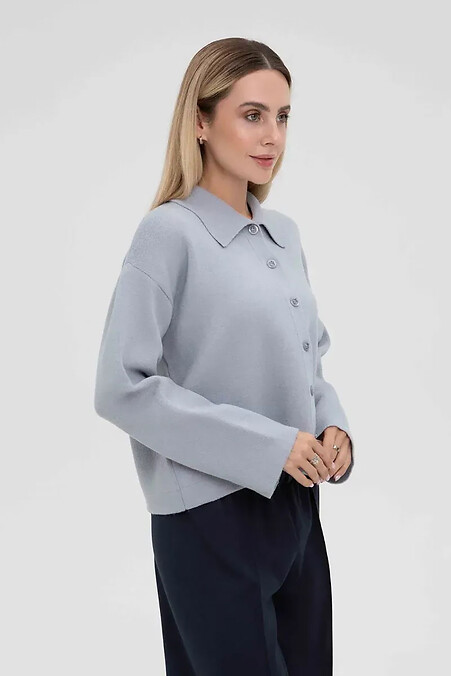 Women's knitted cardigan in light gray color - #4038813