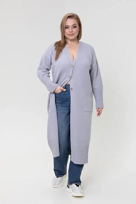 Lange Strickjacke für Damen in hellgrau - #4038819