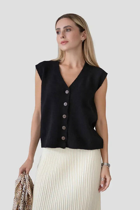 Damen Strickweste aus Wolle in schwarz - #4038821