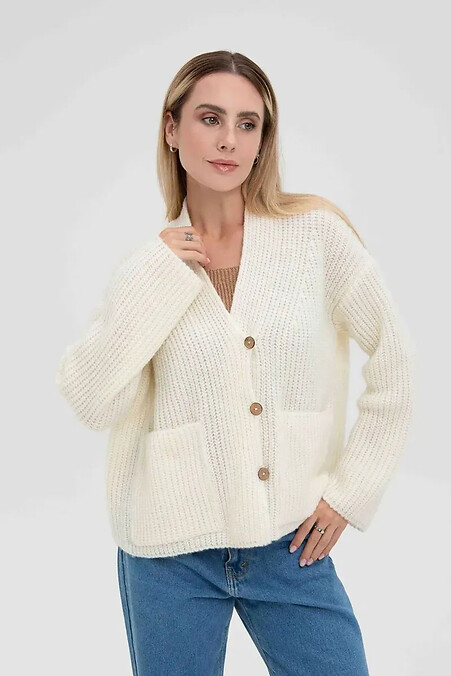 Women's knitted cardigan in white color - #4038823