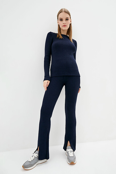 Knitted women's suit in dark blue. Suits. Color: blue. #4037824