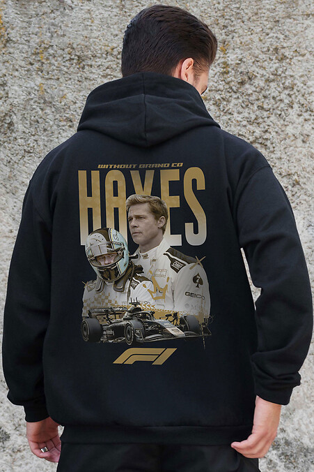 Мужское Утепленное Зип Худи На Флисе Зипер С Принтом Hayes Kane Black. Свитшоты, толстовки. Цвет: черный. #8055824