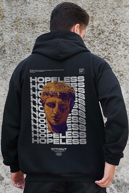 Herren Kapuzenpullover mit isoliertem Reißverschluss und Fleece-Reißverschluss mit Aufdruck Hopeless Kane Schwarz - #8055828