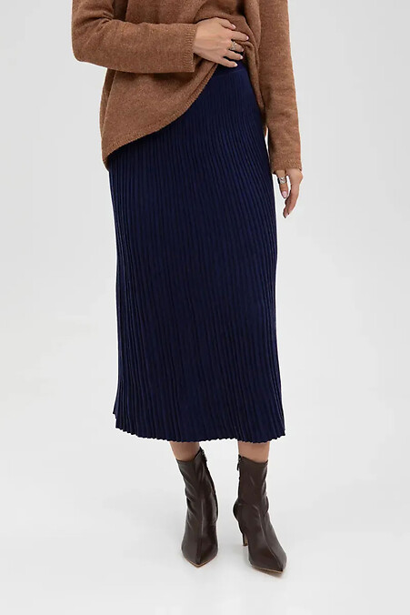 Damen-Strickplissee-Rock in blau - #4038830