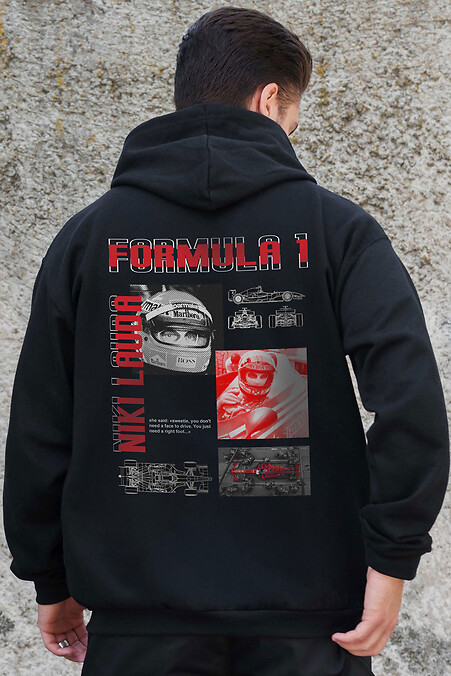 Herren Kapuzenpullover mit isoliertem Reißverschluss und Fleece-Reißverschluss mit Aufdruck Lauda Kane Schwarz - #8055830