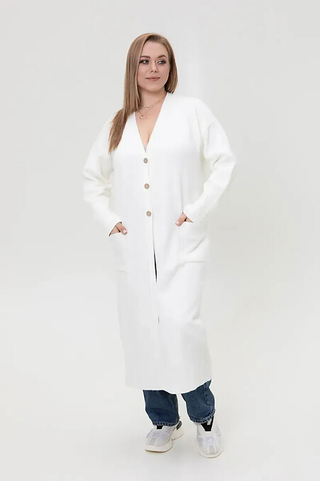Lange strickjacke für damen in weiß - #4038833