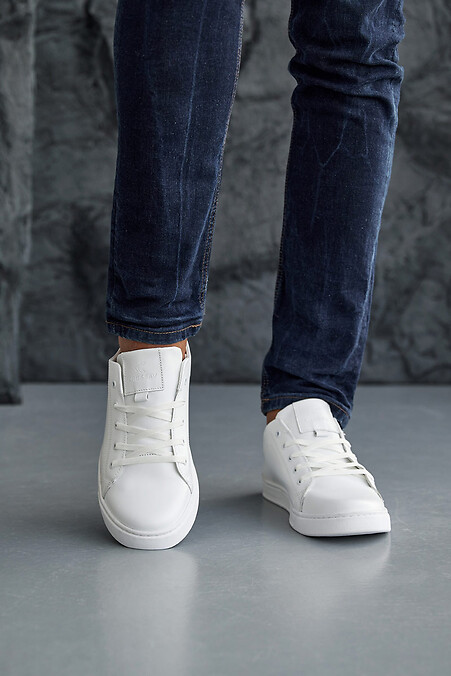 Men's leather sneakers spring-autumn white.. sneakers. Color: white. #8019833