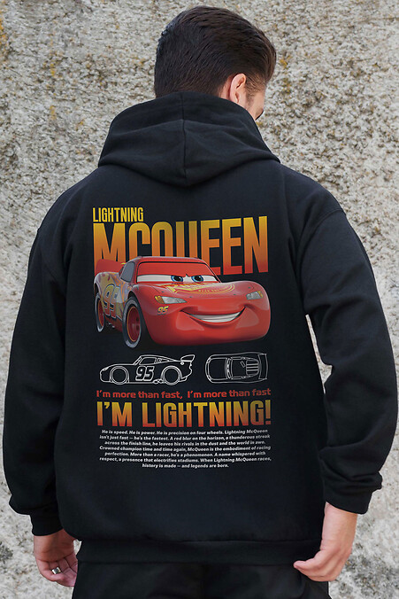 Мужское Утепленное Зип Худи На Флисе Зипер С Принтом Mcqueen Kane Black. Свитшоты, толстовки. Цвет: черный. #8055836