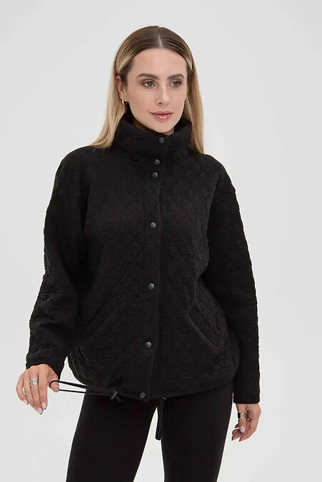 Women's knitted bomber cardigan in black color - #4038837