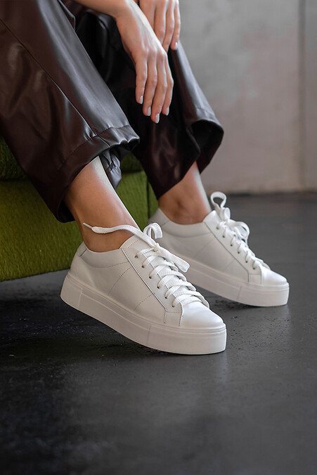 White leather spring sneakers. sneakers. Color: white. #4205841