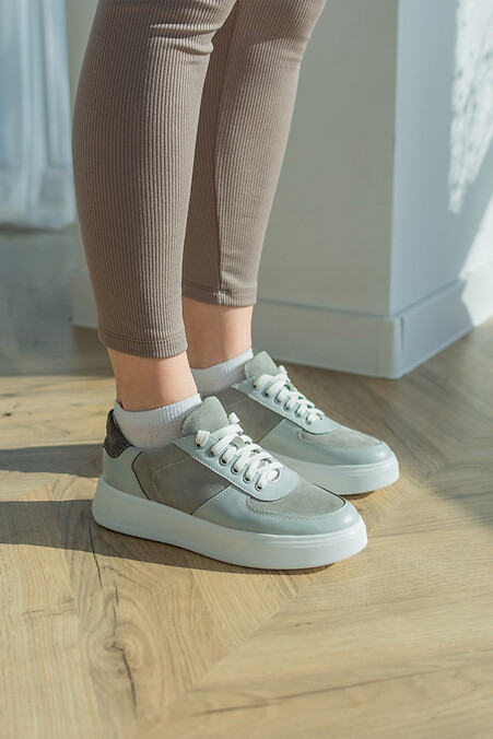 Gray sneakers made of natural suede - #4205843