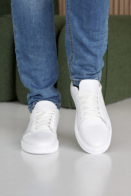 Men's leather sneakers spring-autumn. sneakers. Color: white. #8019846