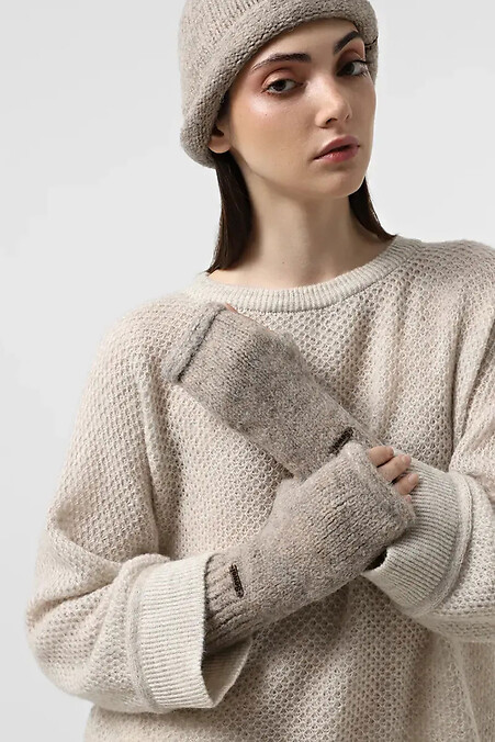 Warme Damenfäustlinge in dunkelbeige - #4038848