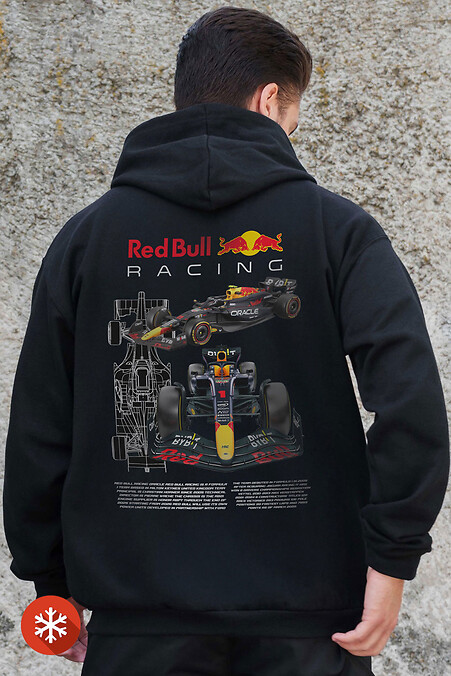 Мужское Утепленное Зип Худи На Флисе Зипер С Принтом Redbull Kane Black - #8055848