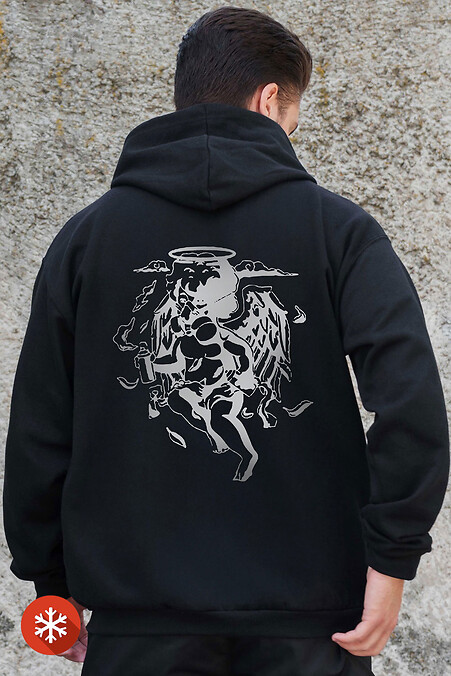 Herren Kapuzenpullover mit isoliertem Reißverschluss und Fleece-Reißverschluss und bedrucktem Atemschutzmaske Kane Schwarz - #8055850