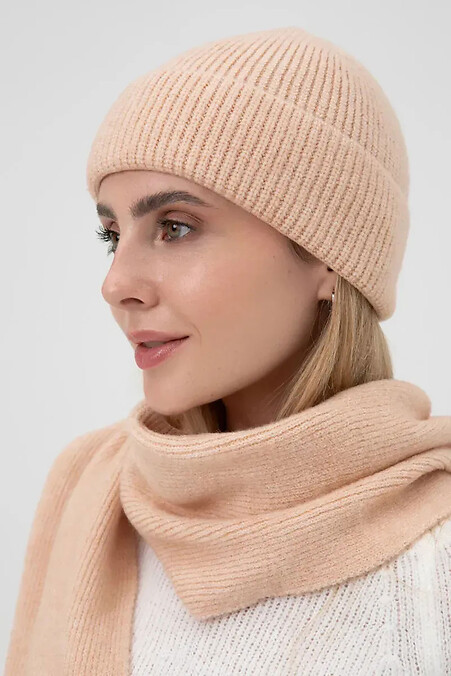 Women's knitted hat in pink color - #4038856