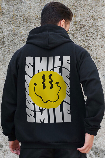 Herren Kapuzenpullover mit isoliertem Reißverschluss auf Fleece-Reißverschluss mit Smile Kane Aufdruck schwarz - #8055860