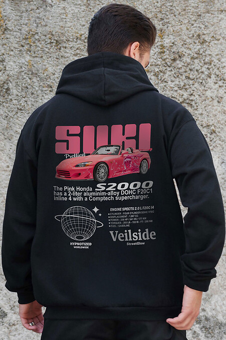 Herren Kapuzenpullover mit isoliertem Reißverschluss und Fleece-Reißverschluss mit Aufdruck Suki Kane Schwarz - #8055864