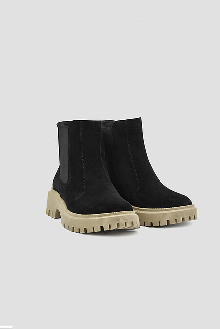 Black demi-season Chelsea boots made of natural suede - #4205865