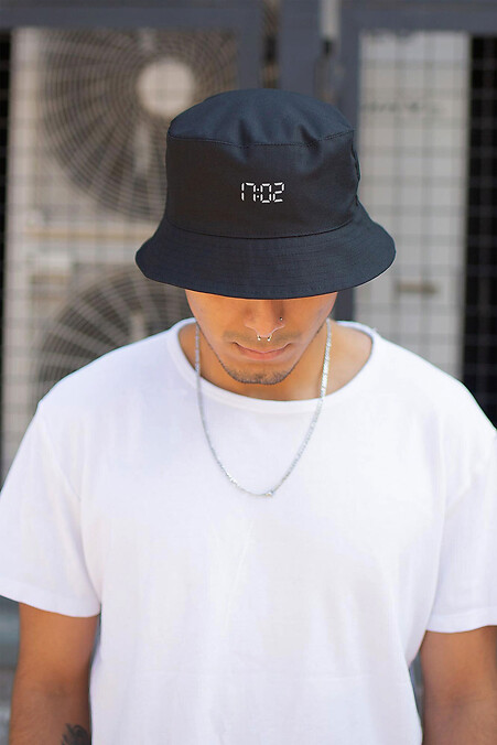 Men's Panama Hat With Print 1702 Black - #8049865