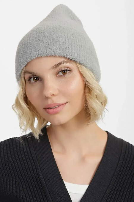 Women's knitted hat, light gray. Hats, berets. Color: gray. #4038867