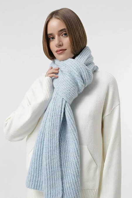 Women's woolen knitted scarf in blue color - #4038868