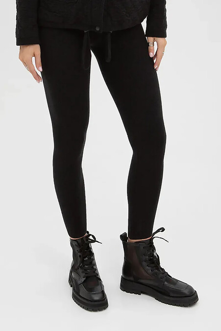 Женские вязаные лосины черного цвета - #4038871