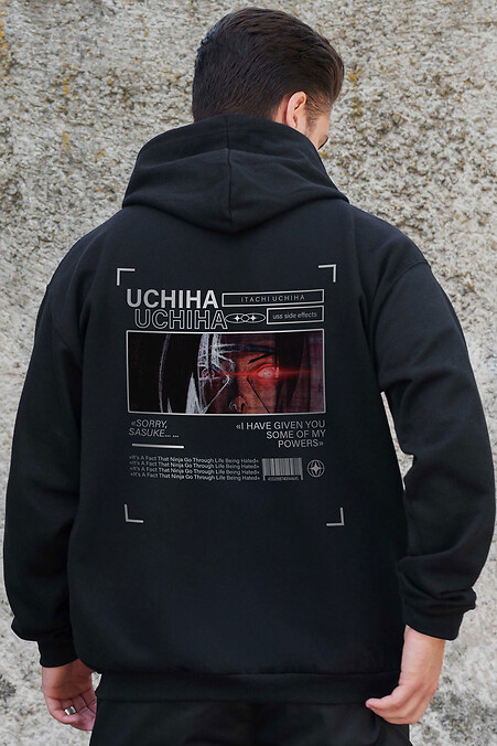 Herren Kapuzenpullover mit isoliertem Reißverschluss und Fleece-Reißverschluss, bedruckt mit Uchiha Kane Schwarz. Sweatshirts, Sweatshirts. Farbe: das schwarze. #8055872