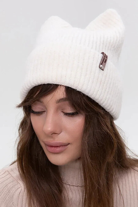 Damenstrickmütze mit Ohrenklappen, weiß - #4038874