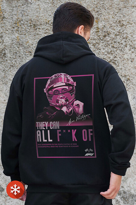 Herren Kapuzenpulli mit isoliertem Reißverschluss und Fleece-Reißverschluss mit Aufdruck Verstappen Kane Schwarz - #8055876